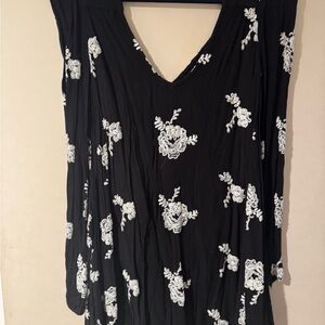Free People Elegant Black and White Floral Women's Dress